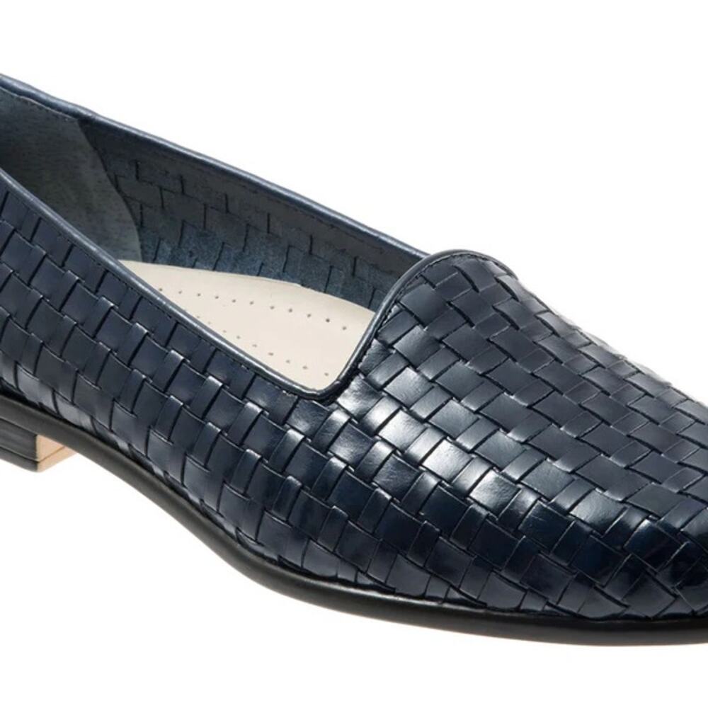Trotters Liz Woven Leather Loafers | Women’s Size 11.5 | Navy Blue Comfort Flats